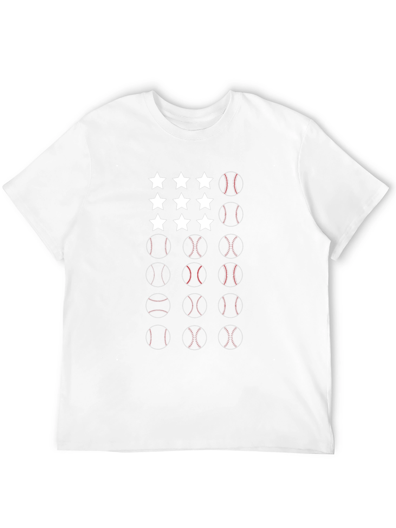 Stars and Baseballs Mens Black T-Shirt