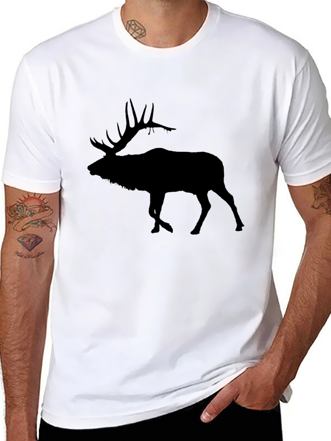 Elk Silhouette Black T-Shirt