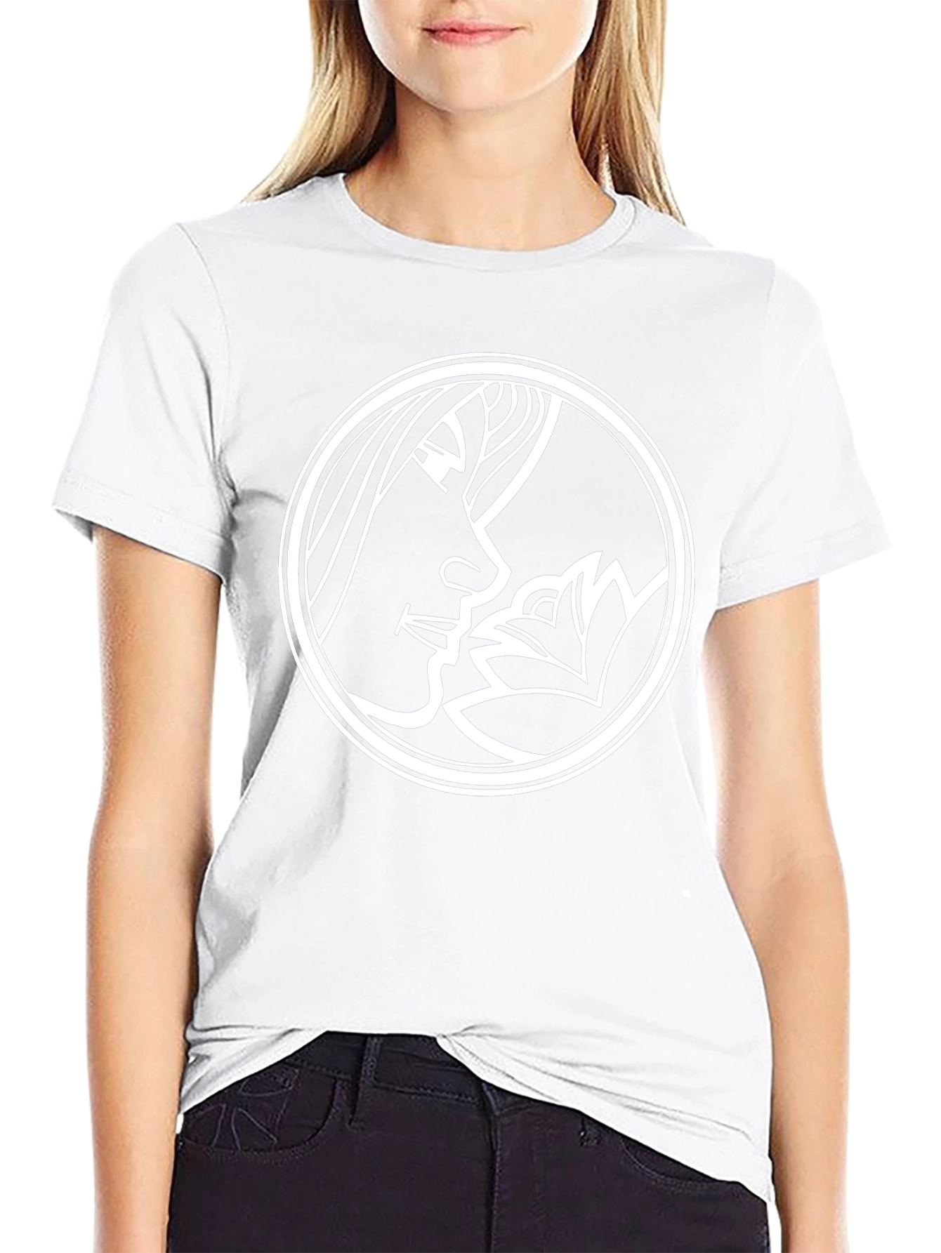 Black T-Shirt with Lotus Flower Design