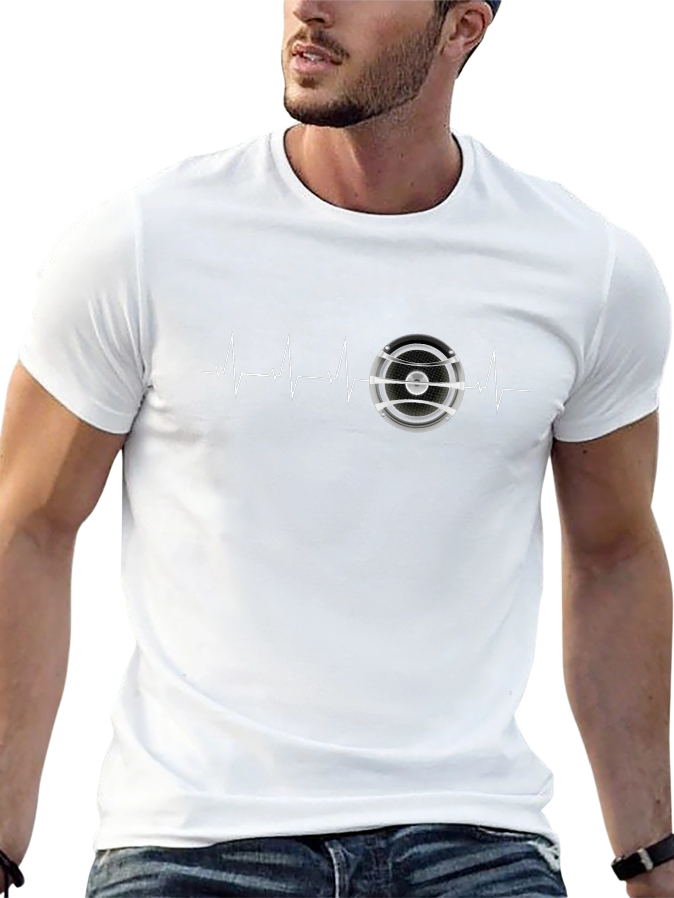 Speaker Heartbeat Graphic Black T-Shirt
