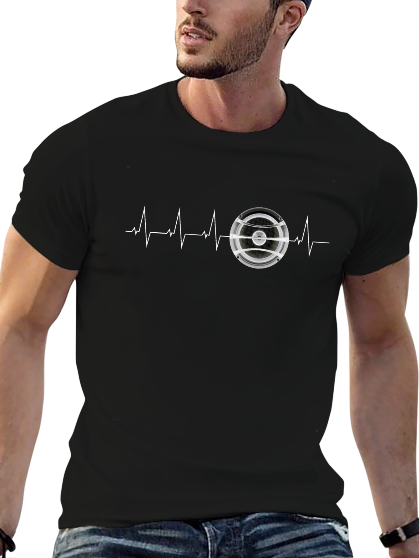 Speaker Heartbeat Graphic Black T-Shirt