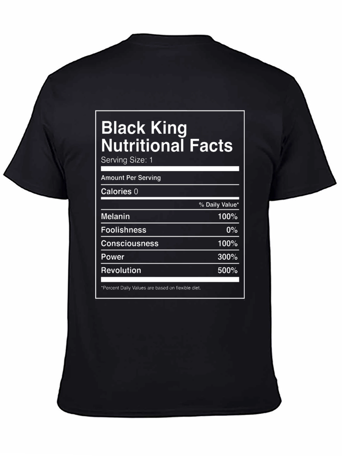 Black King Nutritional Facts Graphic T-Shirt