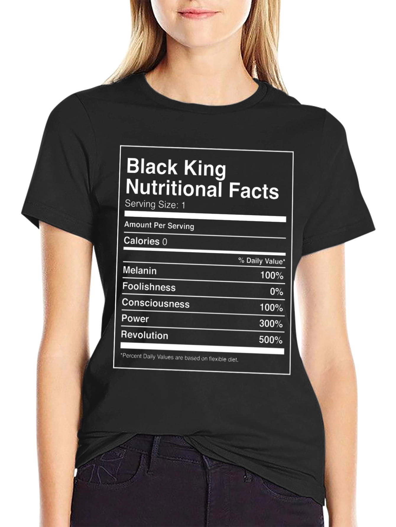 Black King Nutritional Facts Graphic T-Shirt
