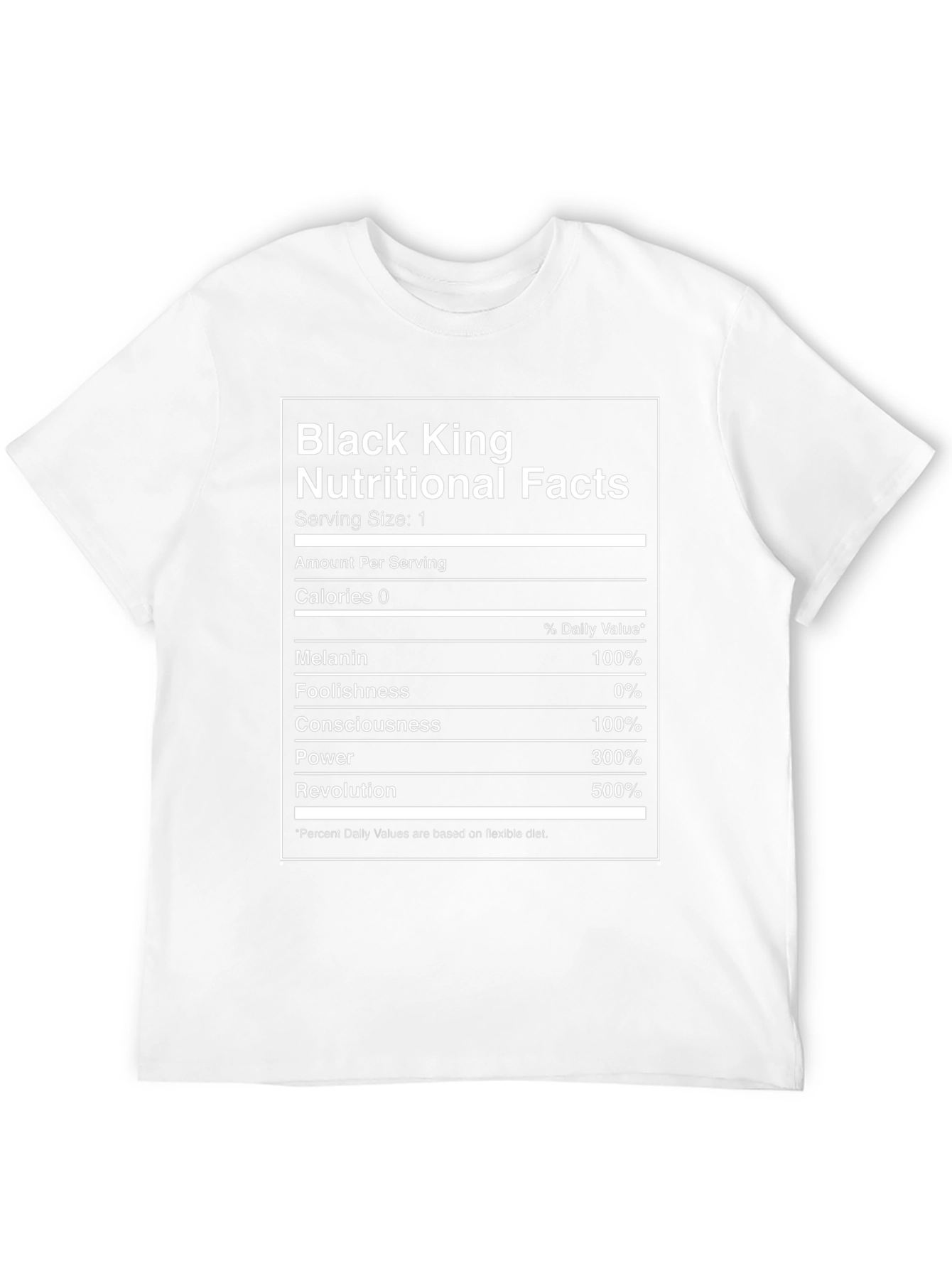 Black King Nutritional Facts Graphic T-Shirt