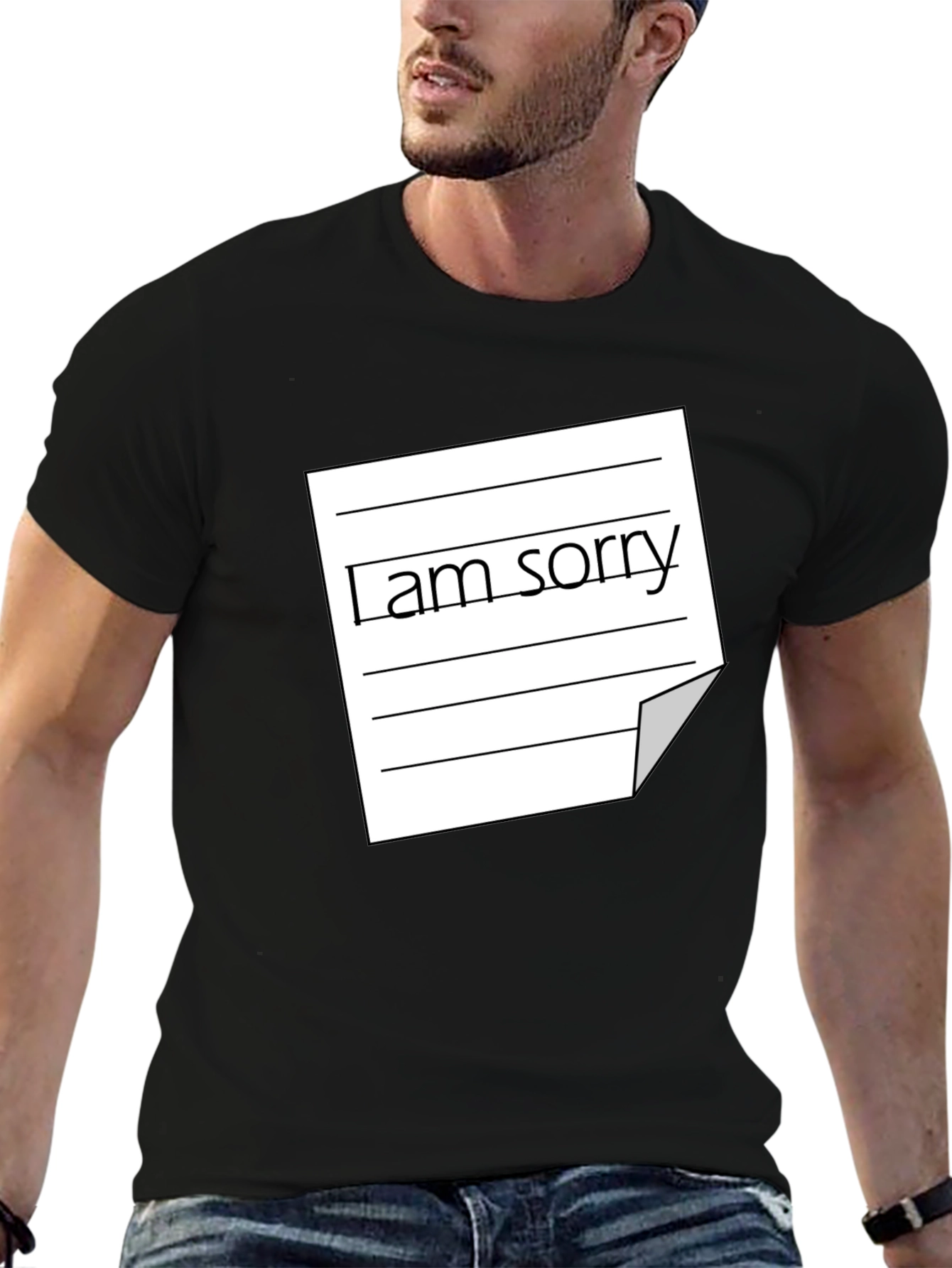 Mens I Am Sorry Graphic Tee - Black