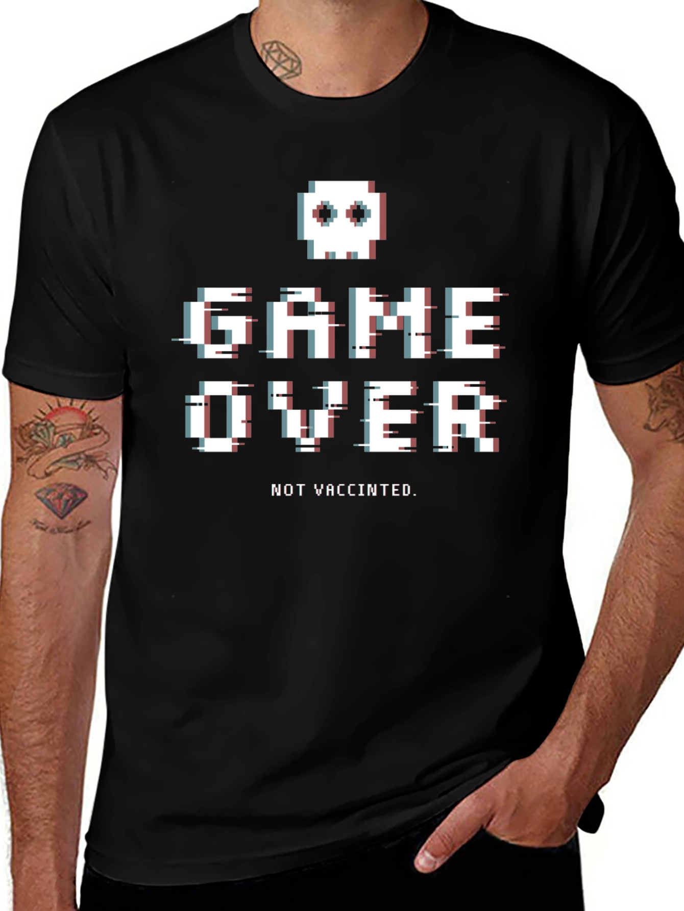 Game Over Not Vaccinated Pixel Art T-Shirt