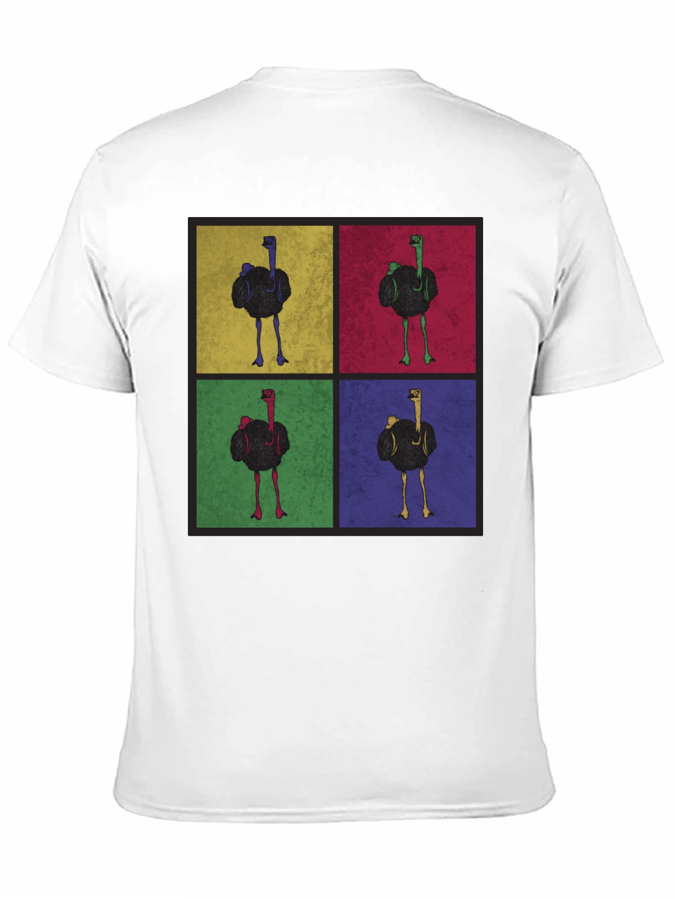 Ostrich Pop Art Graphic Tee - Quirky Mens T-Shirt