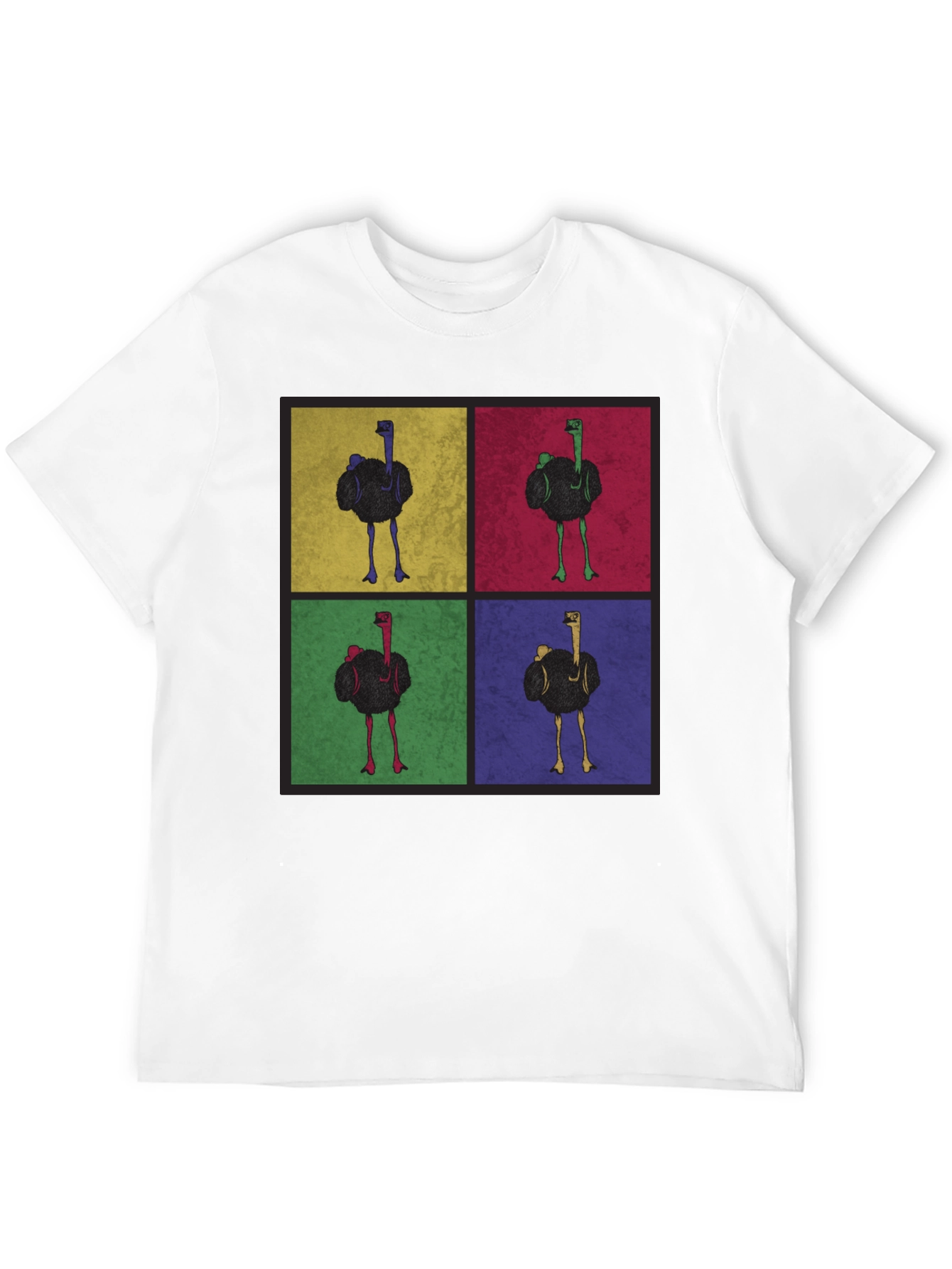 Ostrich Pop Art Graphic Tee - Quirky Mens T-Shirt