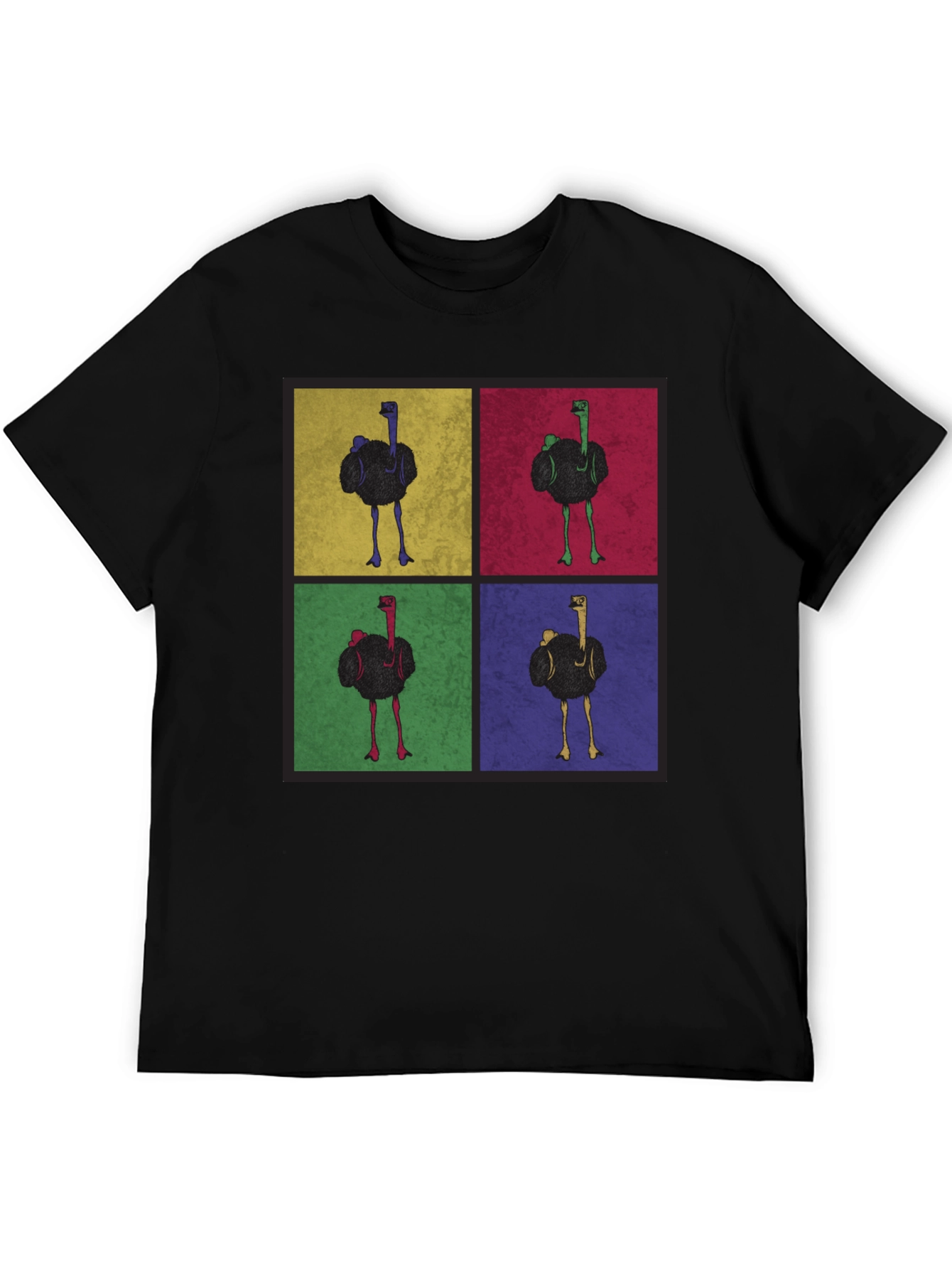 Ostrich Pop Art Graphic Tee - Quirky Mens T-Shirt