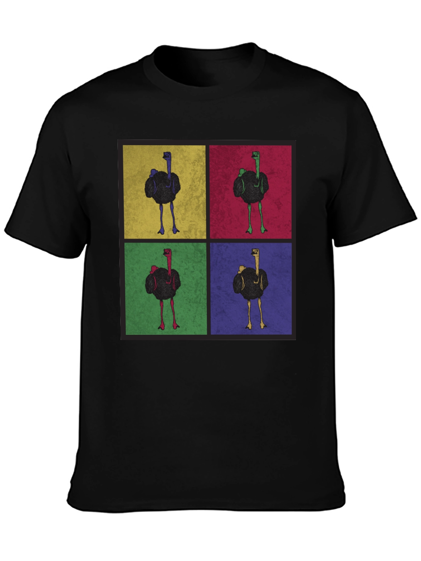 Ostrich Pop Art Graphic Tee - Quirky Mens T-Shirt