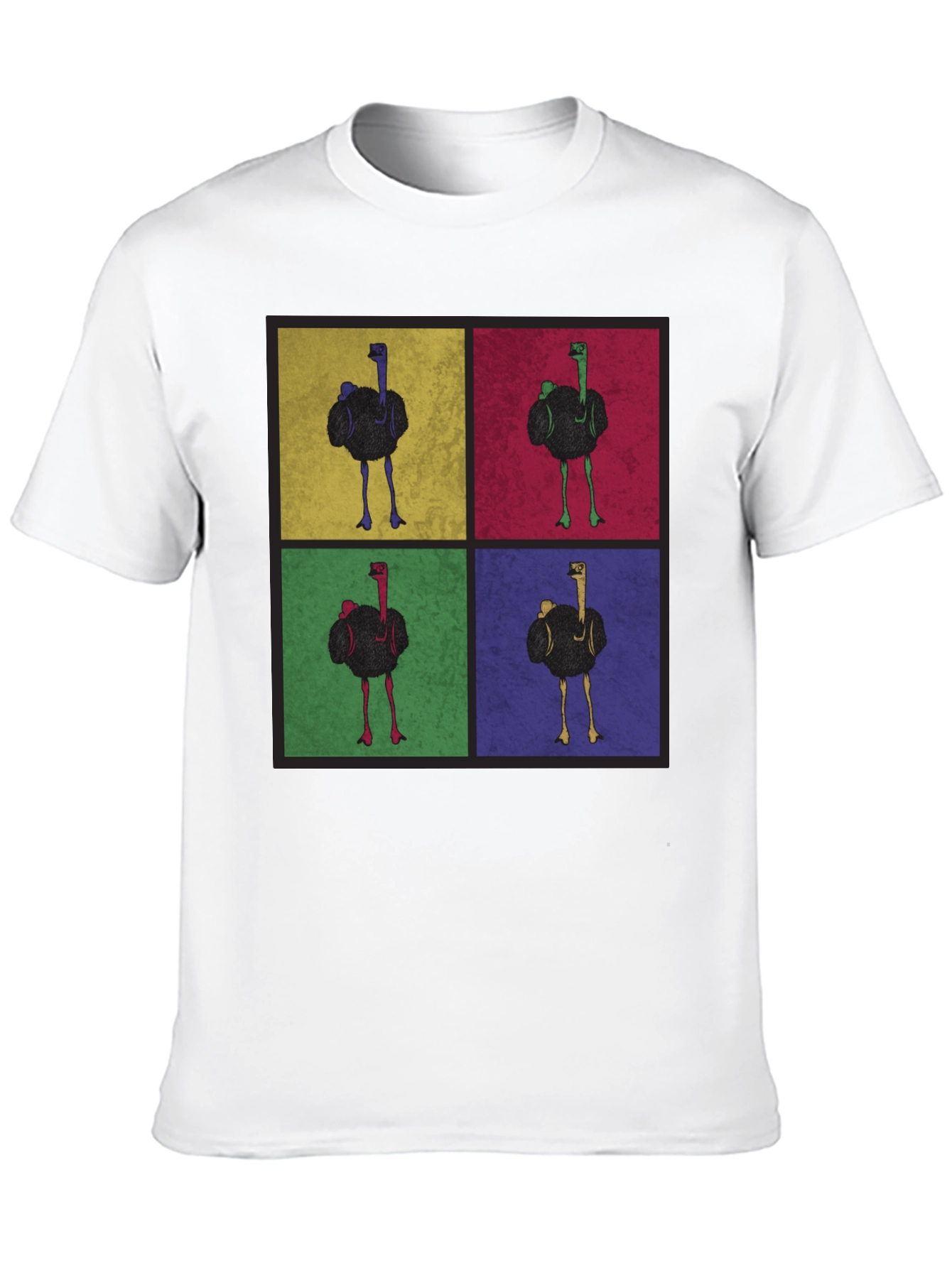 Ostrich Pop Art Graphic Tee - Quirky Mens T-Shirt