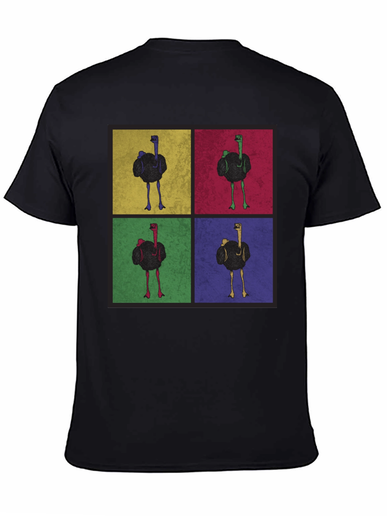Ostrich Pop Art Graphic Tee - Quirky Mens T-Shirt
