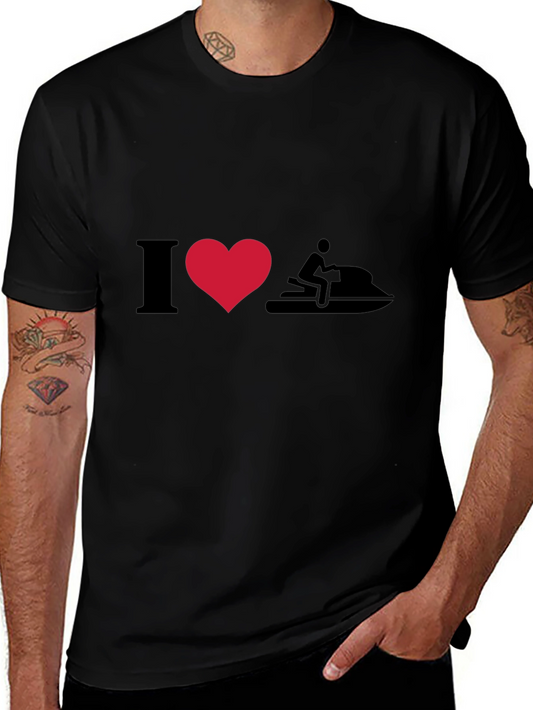 I Heart Jet Skiing T-Shirt - Black Cotton Tee