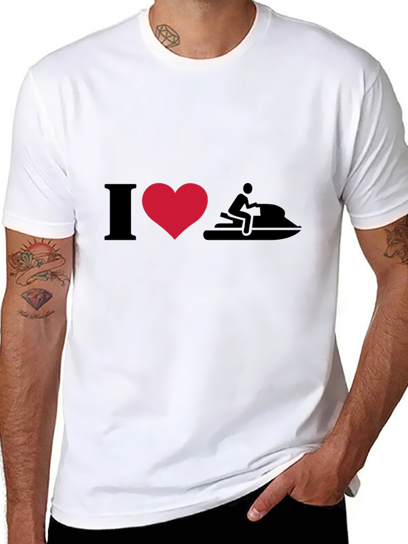 I Heart Jet Skiing T-Shirt - Black Cotton Tee