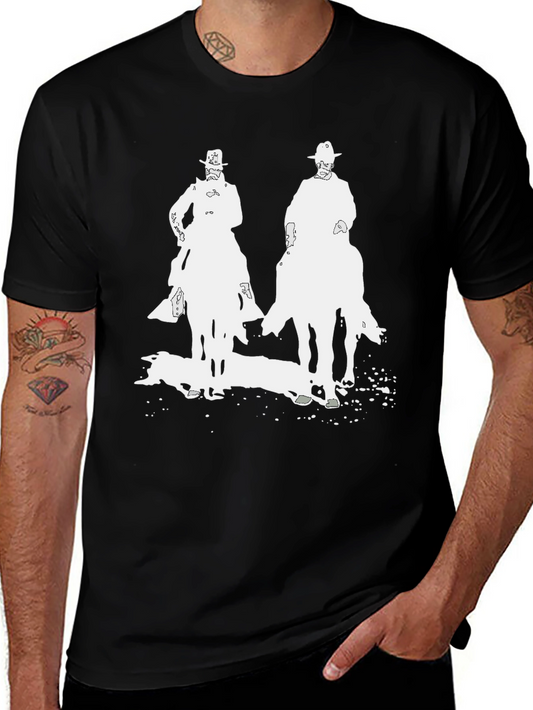 Vintage Cowboy Silhouette Graphic Tee - Black
