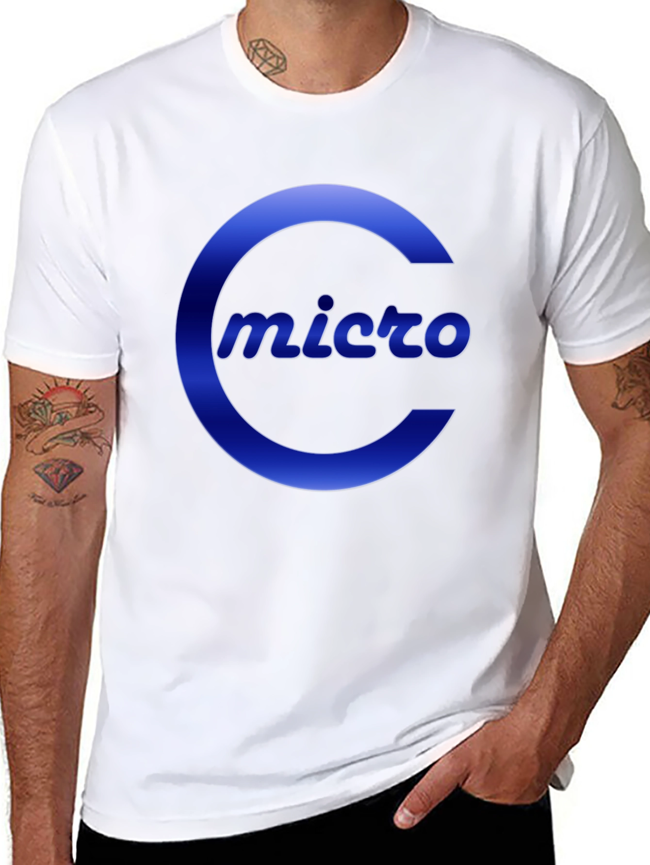 Micro T-Shirt - Black Crew Neck with Bold Logo