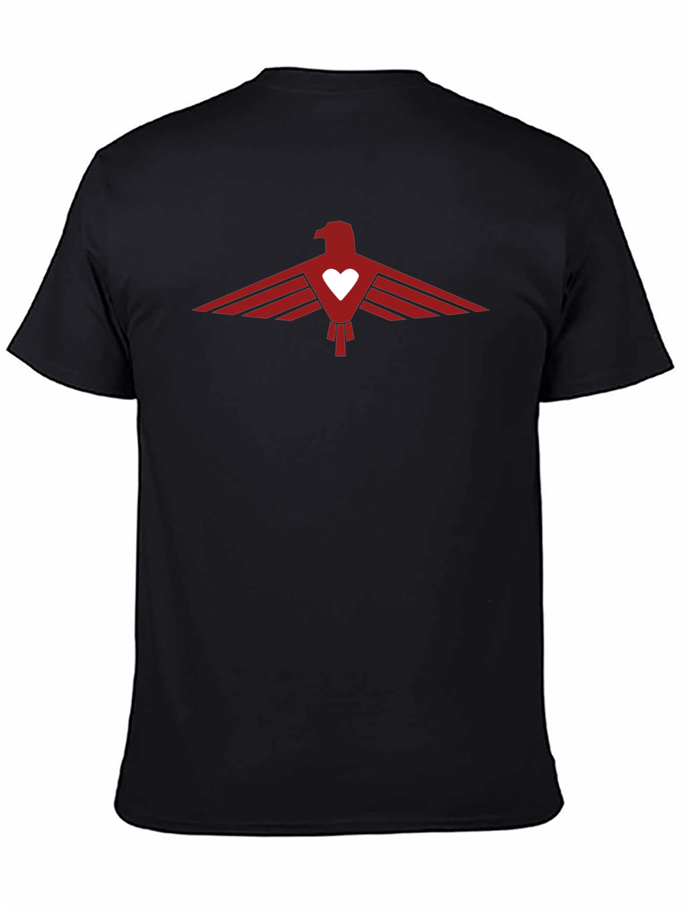 Black Tee with Red Eagle Heart Graphic