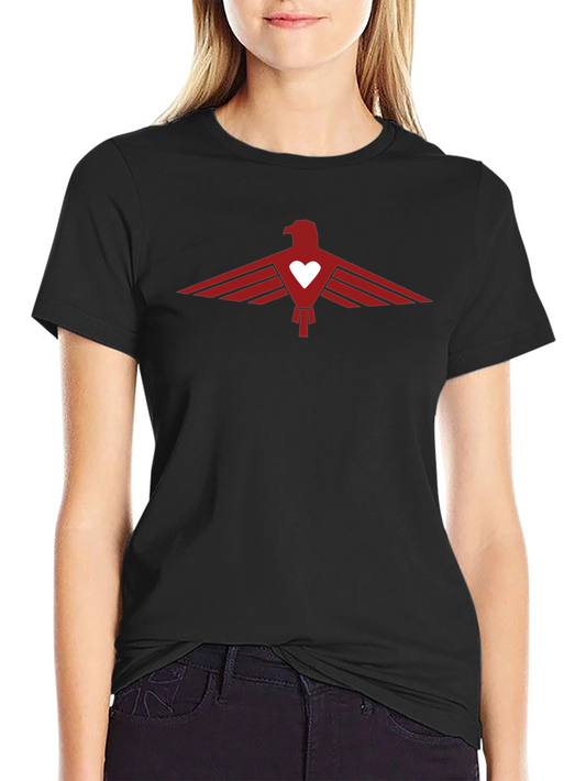 Black Tee with Red Eagle Heart Graphic