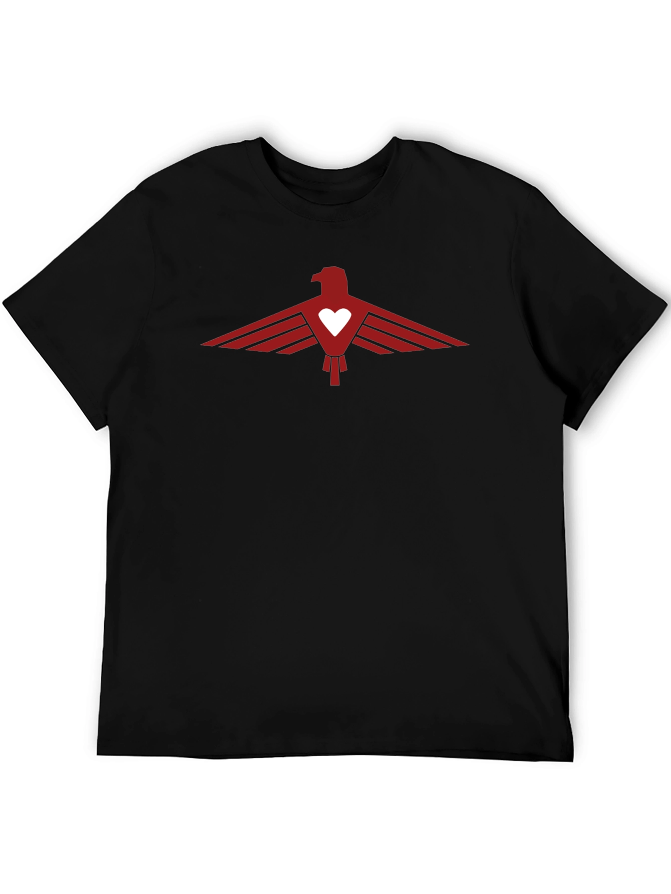 Black Tee with Red Eagle Heart Graphic