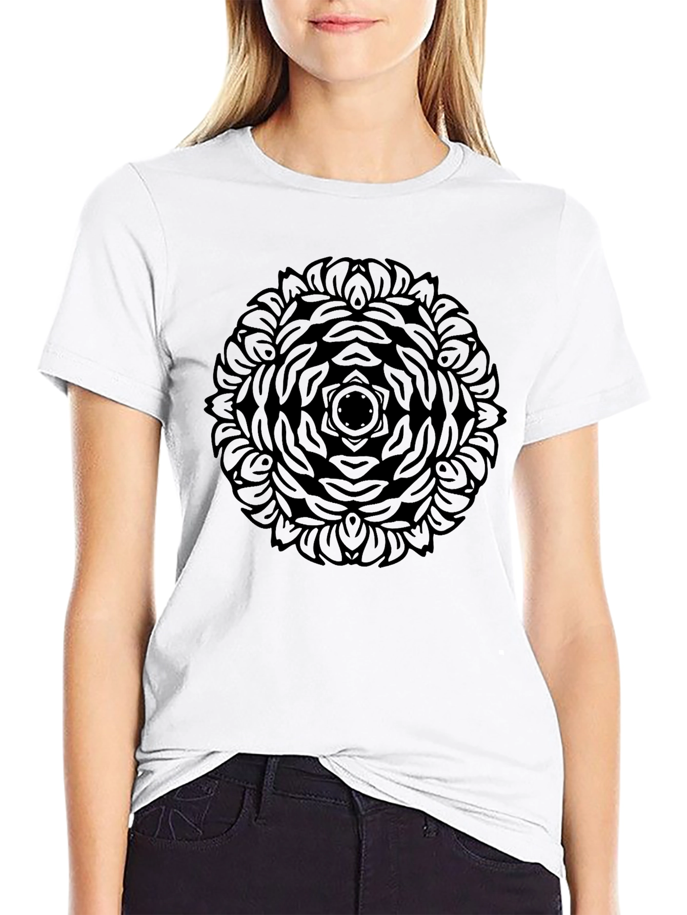 Black Mandala Print T-Shirt