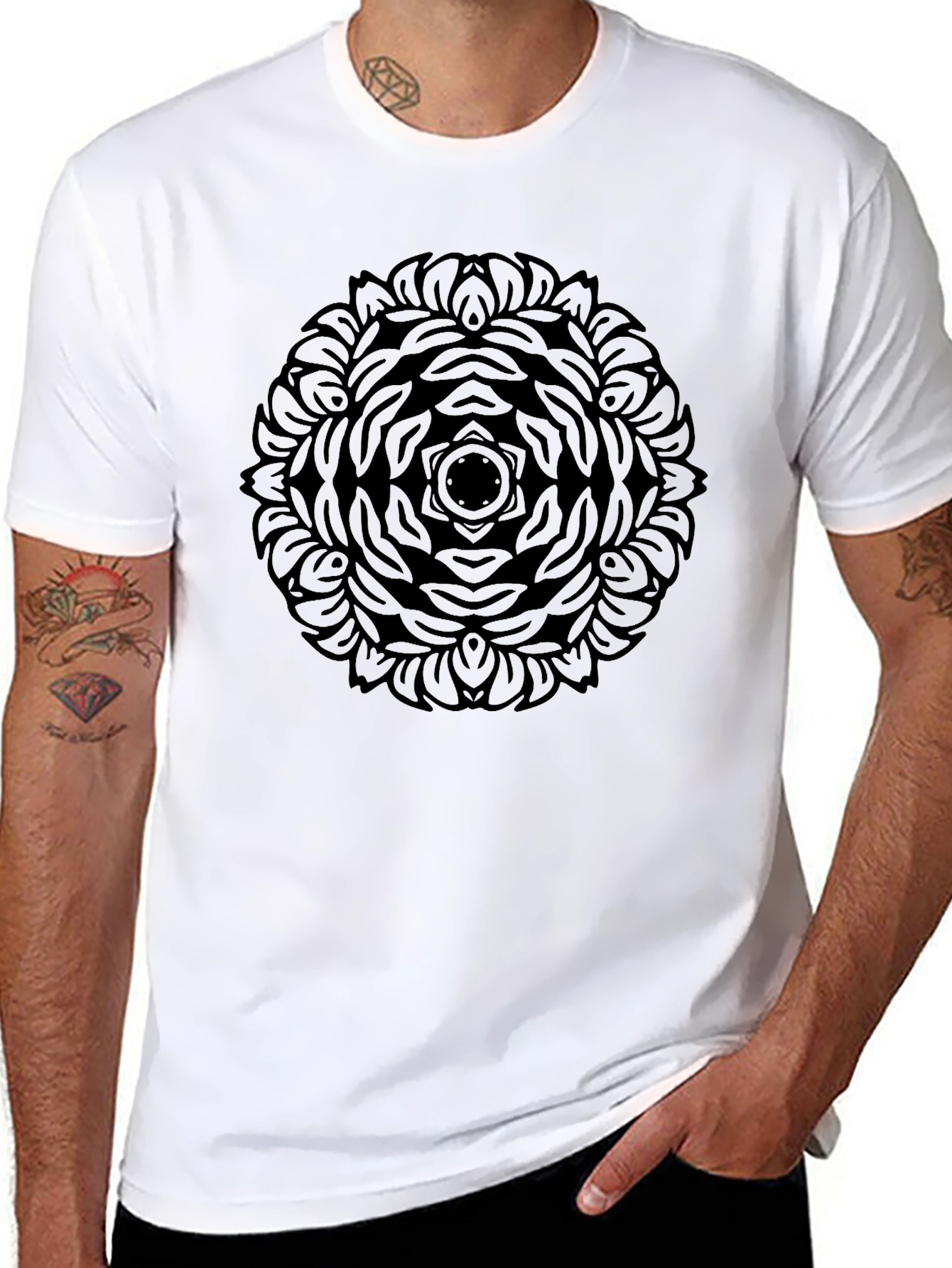 Black Mandala Print T-Shirt