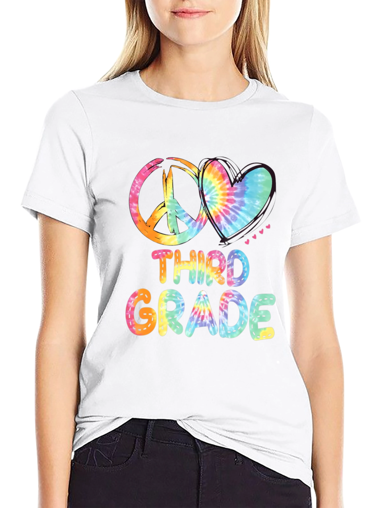Third Grade Peace & Love Tie-Dye T-Shirt