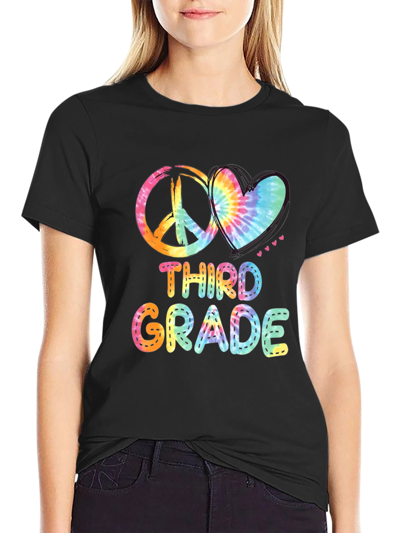 Third Grade Peace & Love Tie-Dye T-Shirt