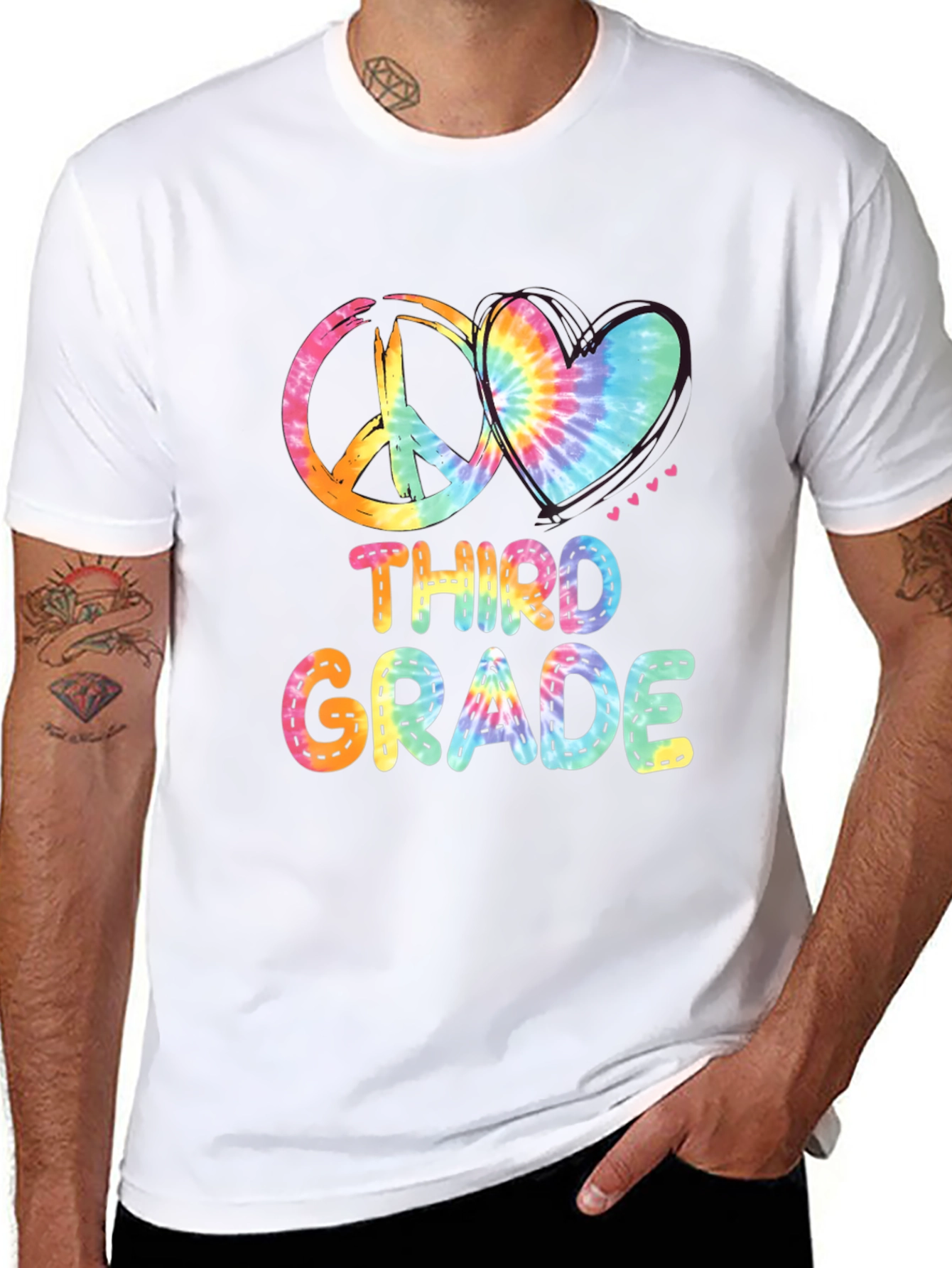 Third Grade Peace & Love Tie-Dye T-Shirt