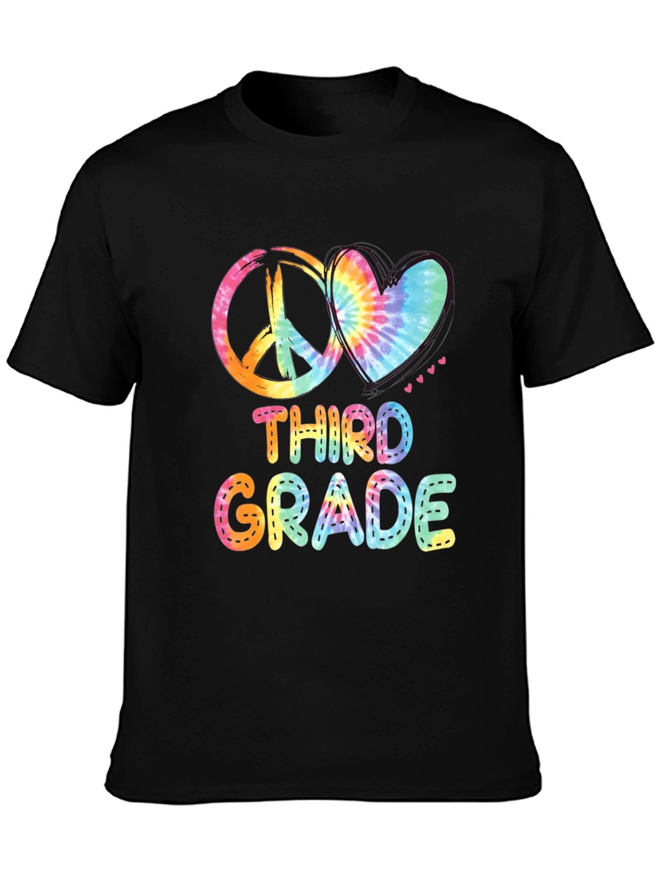 Third Grade Peace & Love Tie-Dye T-Shirt