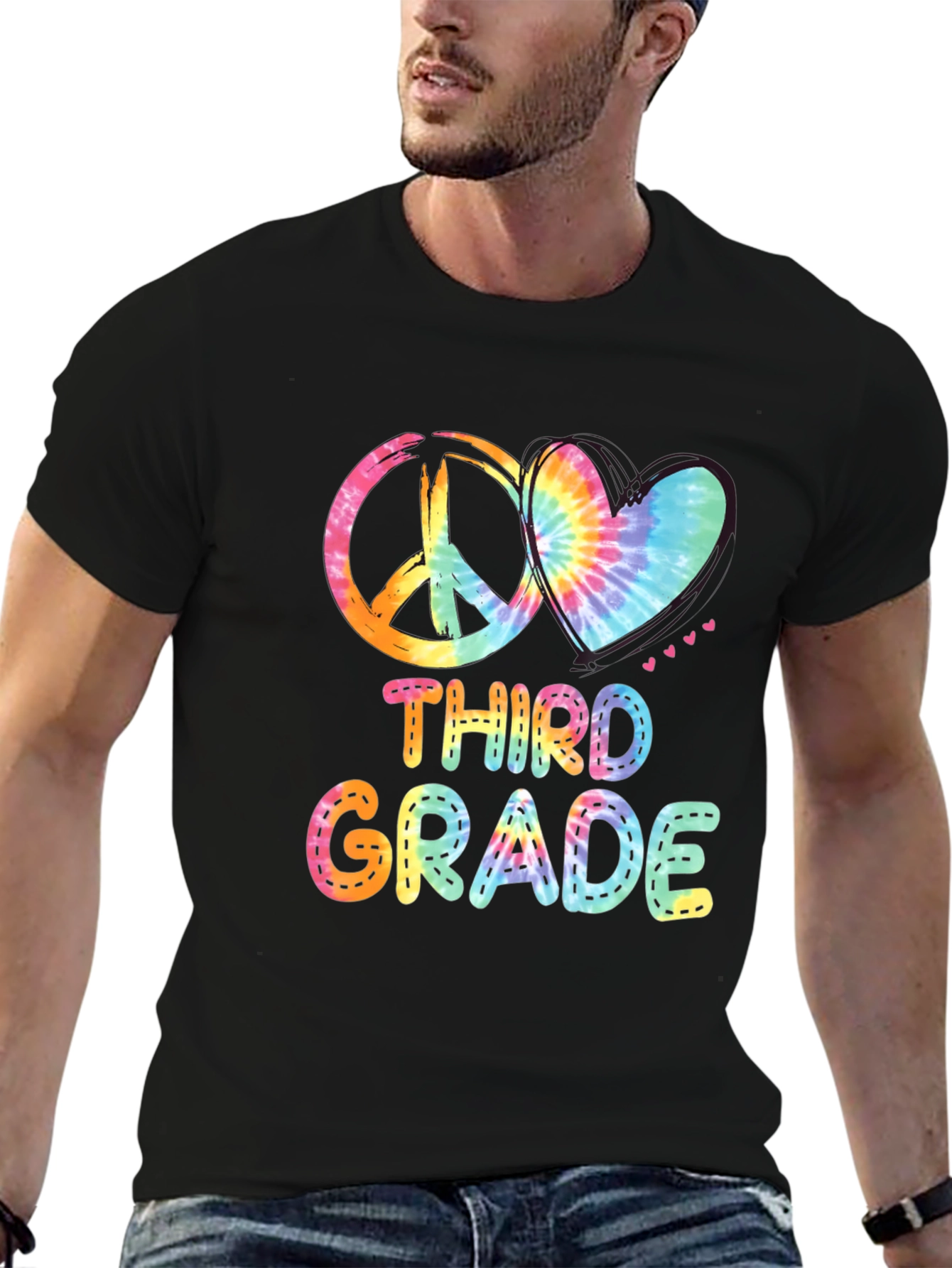Third Grade Peace & Love Tie-Dye T-Shirt