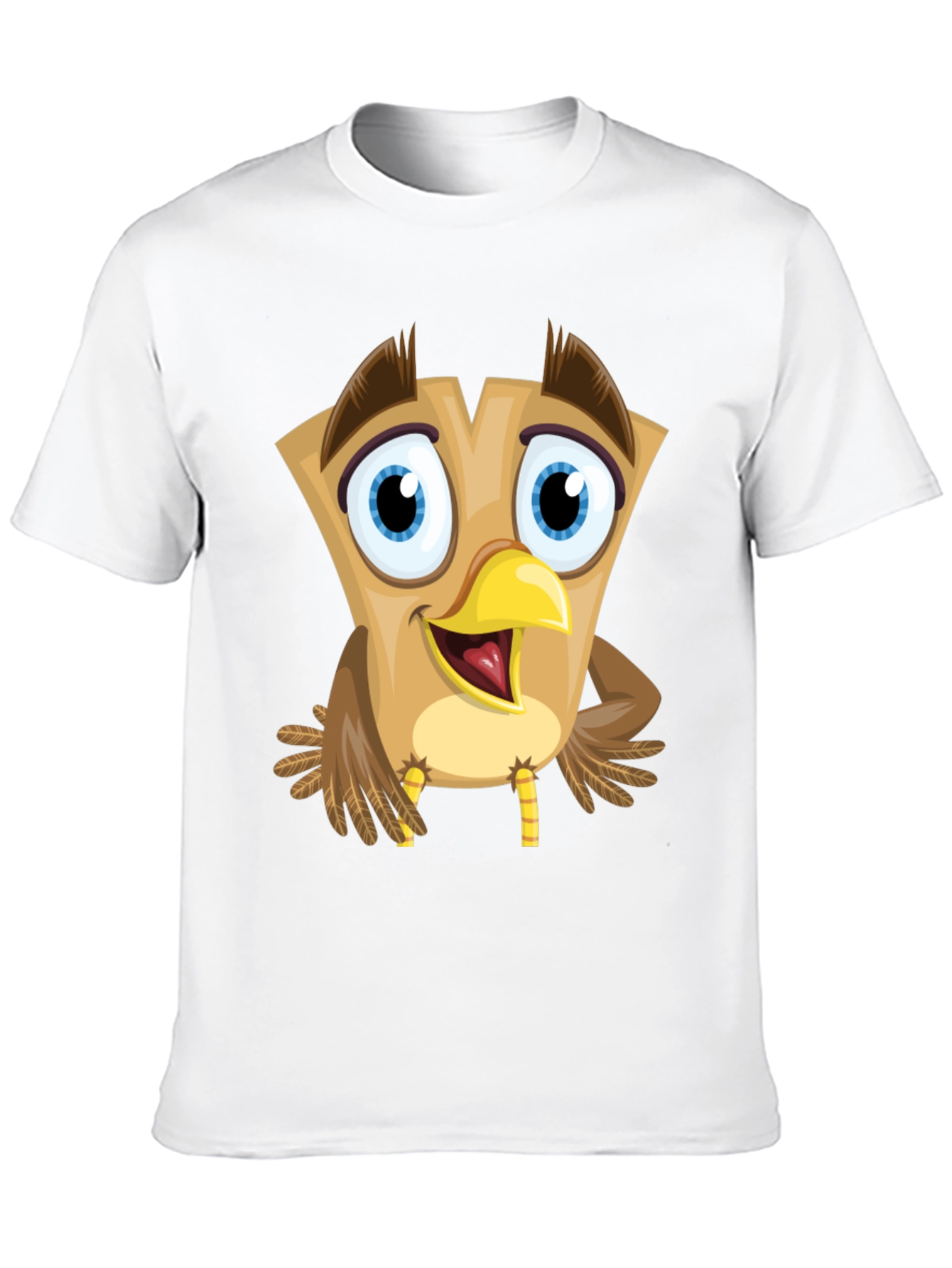 Cartoon Owl Graphic Tee - Black Cotton Blend T-Shirt