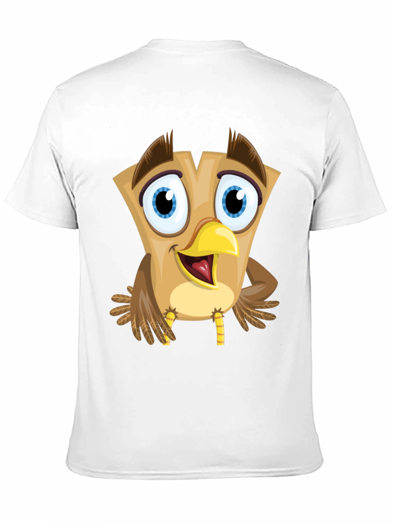 Cartoon Owl Graphic Tee - Black Cotton Blend T-Shirt