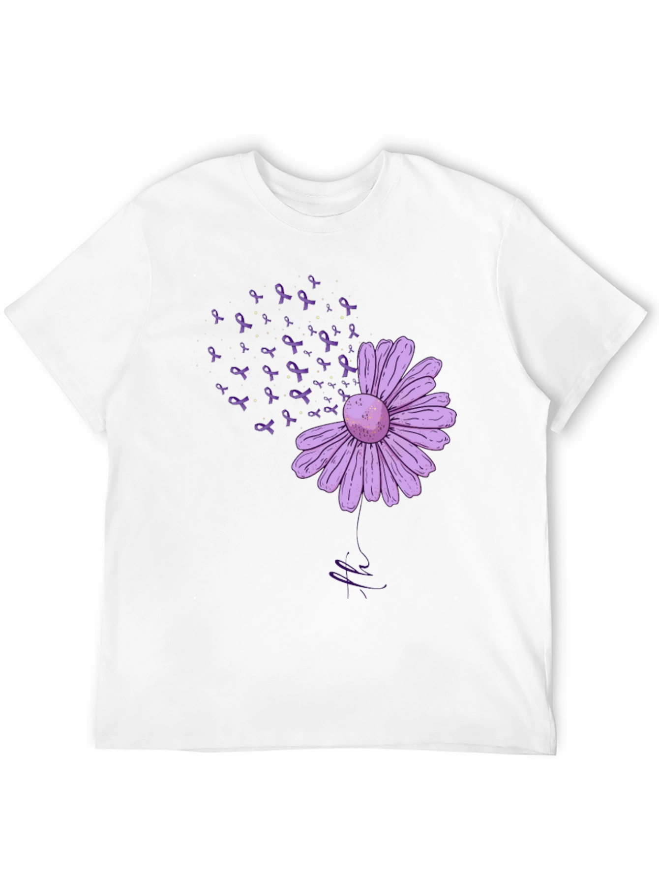 Purple Flower Ribbon Awareness T-Shirt
