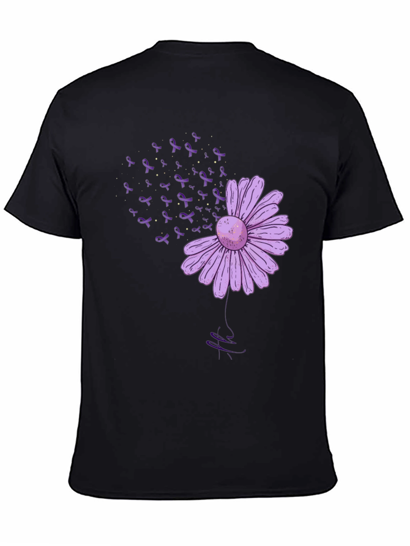 Purple Flower Ribbon Awareness T-Shirt