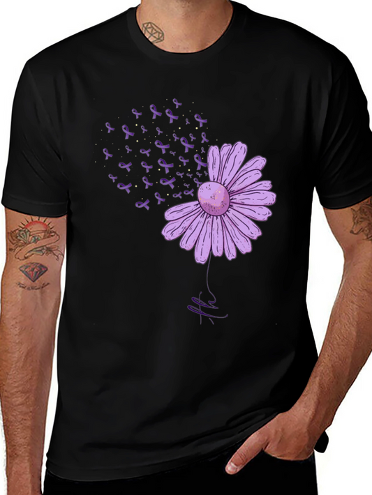 Purple Flower Ribbon Awareness T-Shirt