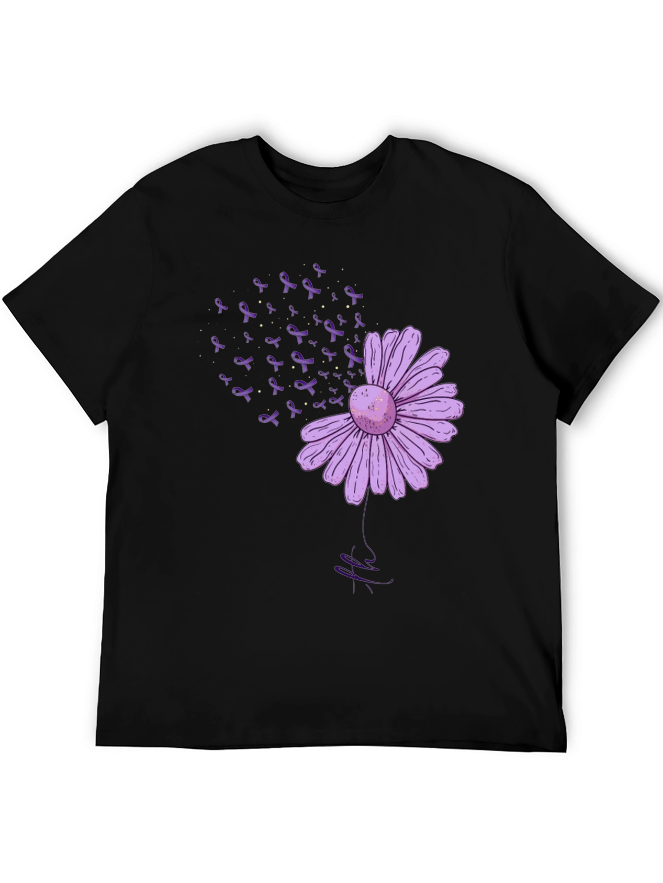 Purple Flower Ribbon Awareness T-Shirt