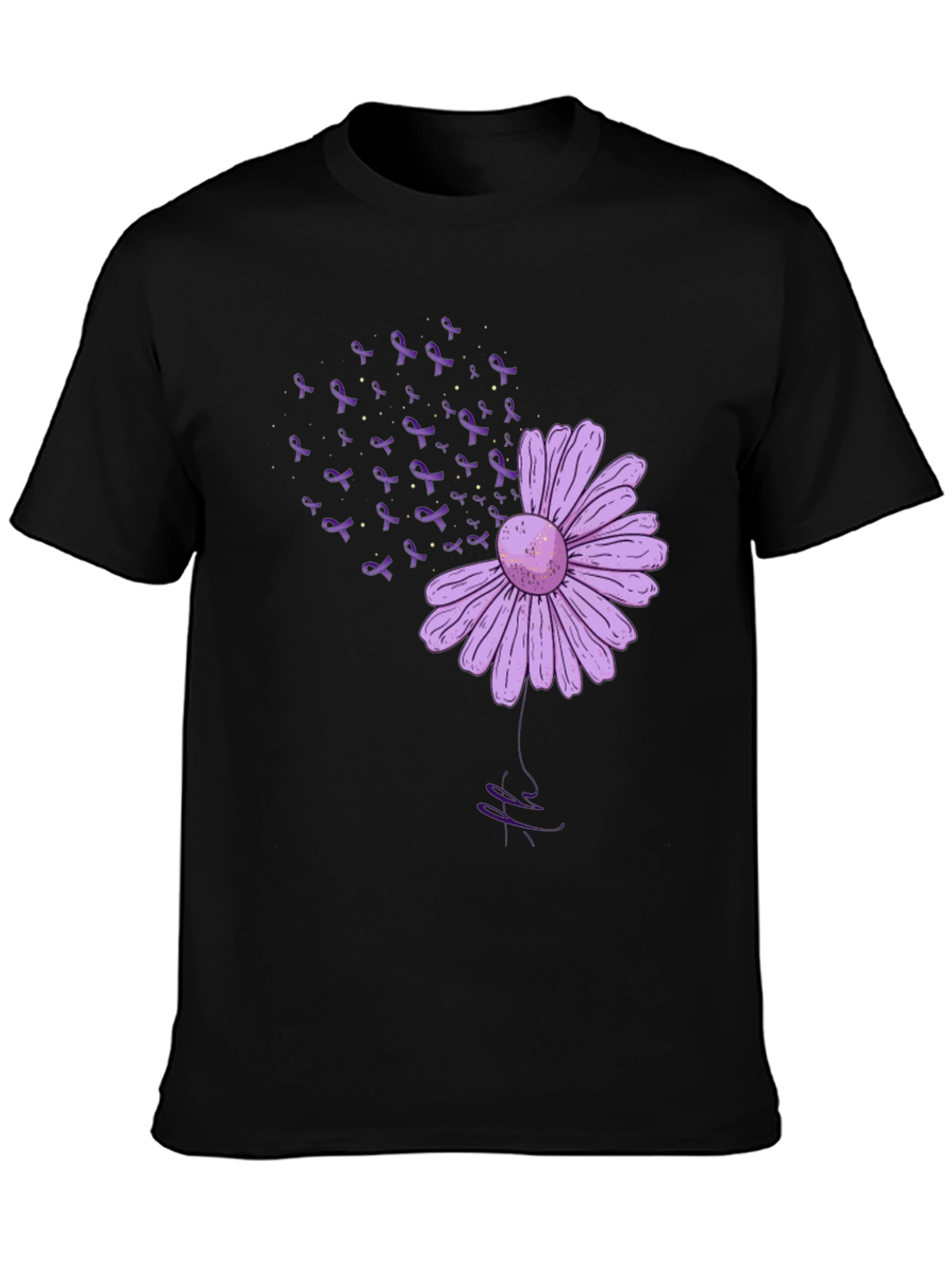 Purple Flower Ribbon Awareness T-Shirt