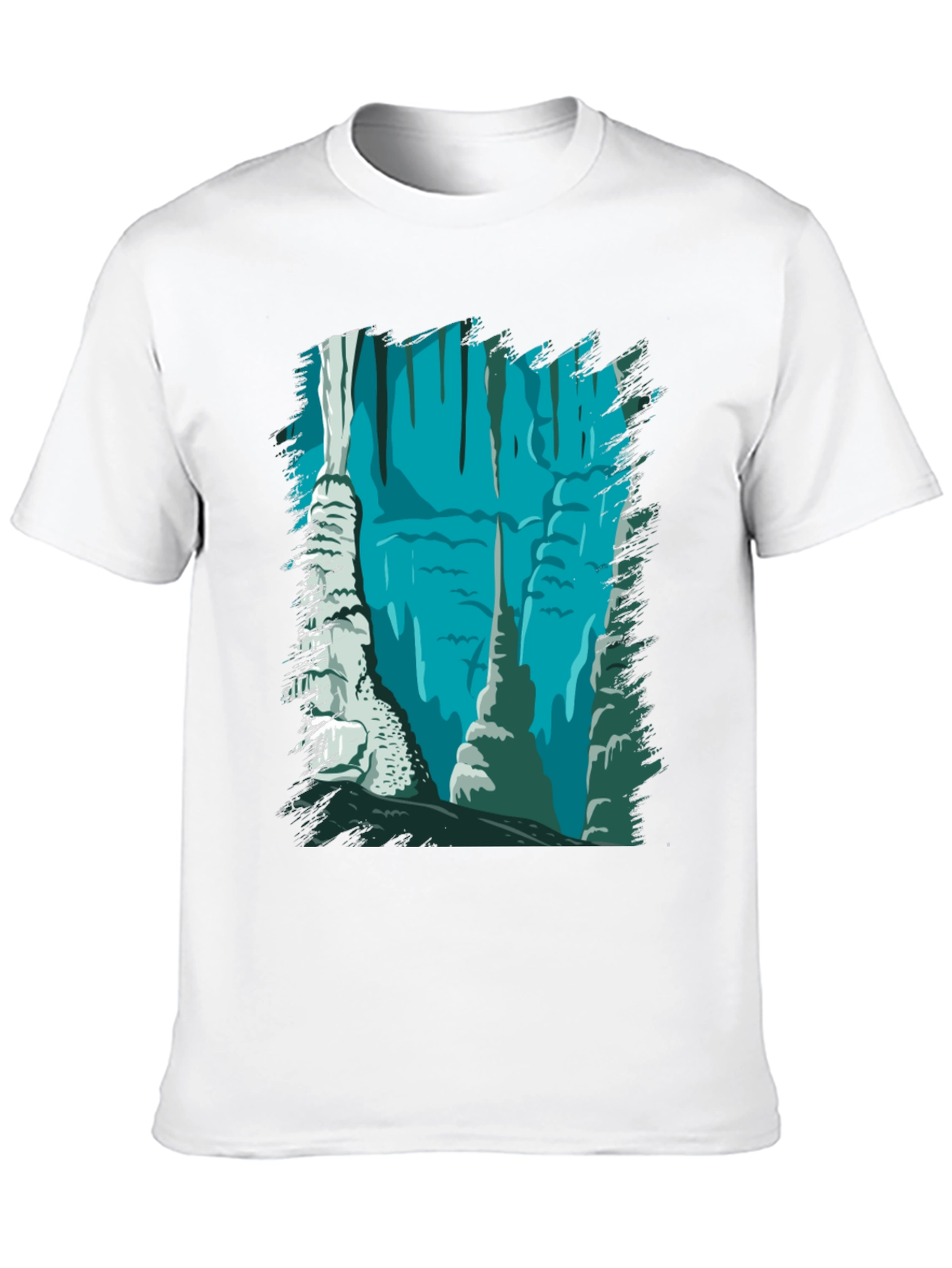 Cave Scene Graphic Tee - Black Cotton Blend