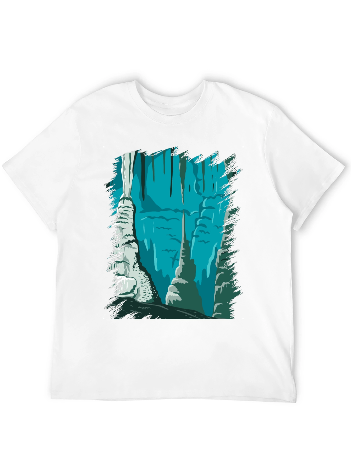 Cave Scene Graphic Tee - Black Cotton Blend