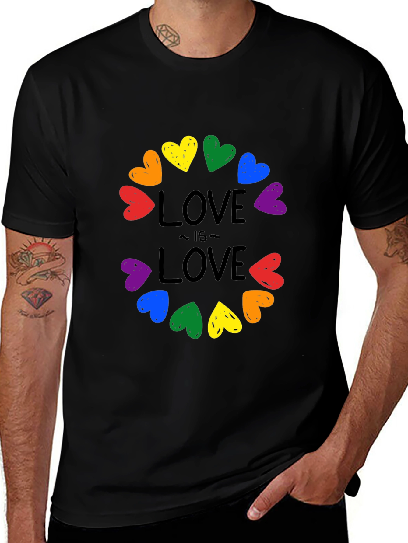 Love Is Love Rainbow Hearts Graphic Tee