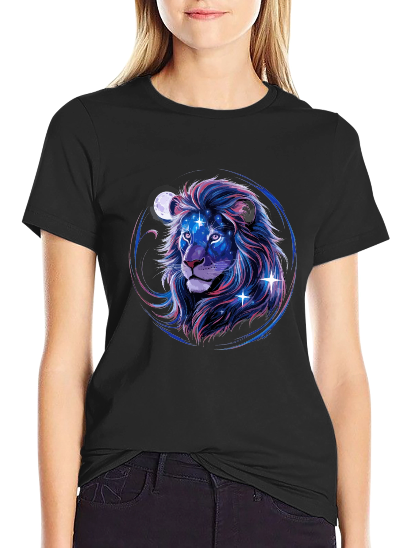 Cosmic Lion Graphic Tee - Black