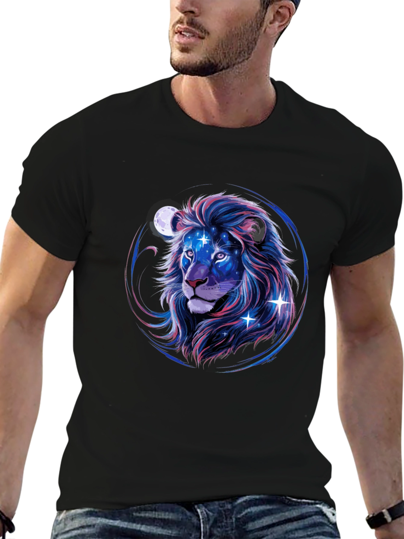 Cosmic Lion Graphic Tee - Black