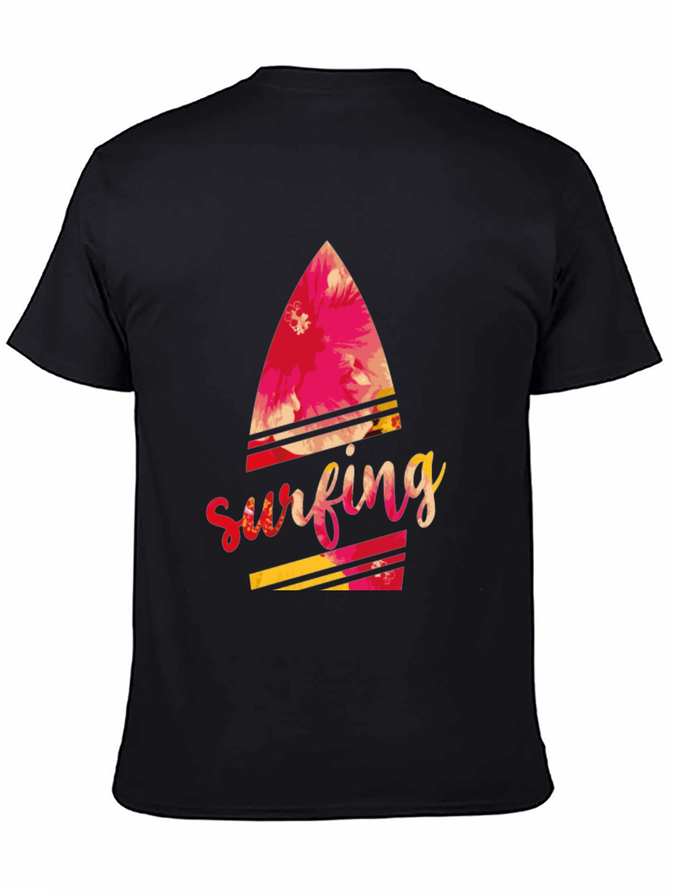 Surfing Floral Graphic Black Tee