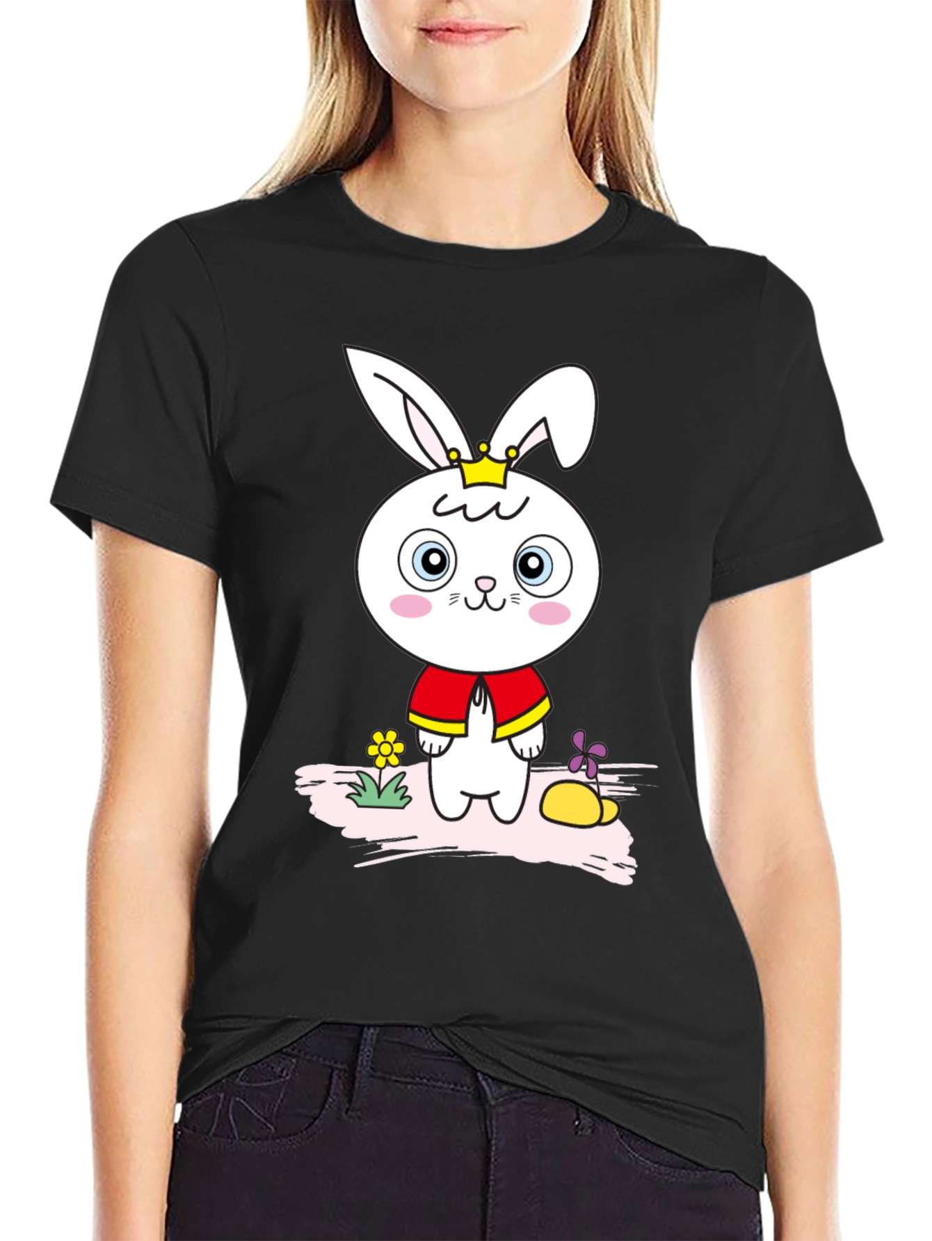 Cute Cartoon Rabbit Graphic T-Shirt
