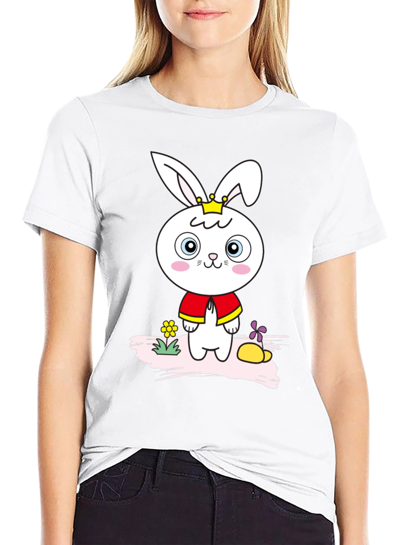 Cute Cartoon Rabbit Graphic T-Shirt