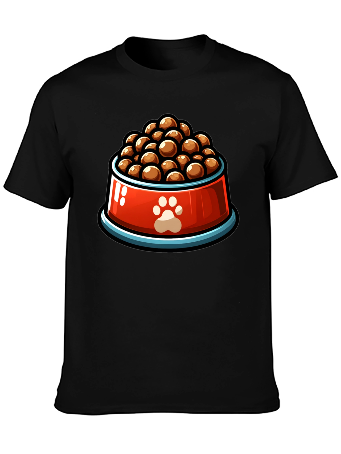Dog Food Bowl Graphic Tee - Black Cotton T-Shirt