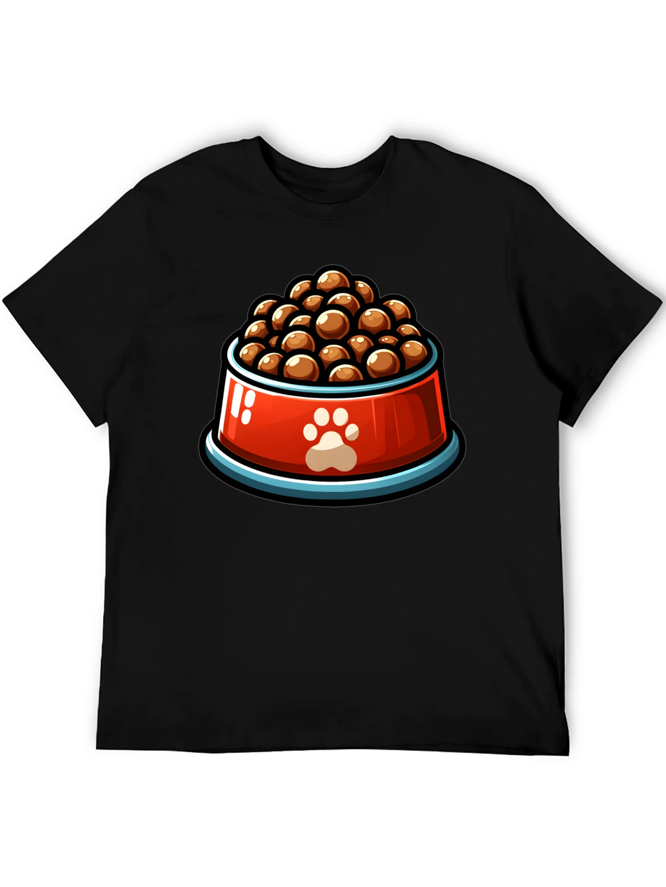 Dog Food Bowl Graphic Tee - Black Cotton T-Shirt