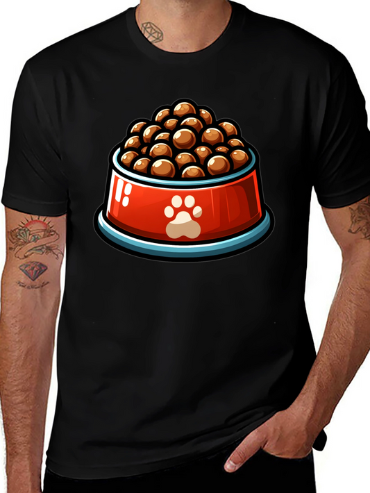 Dog Food Bowl Graphic Tee - Black Cotton T-Shirt