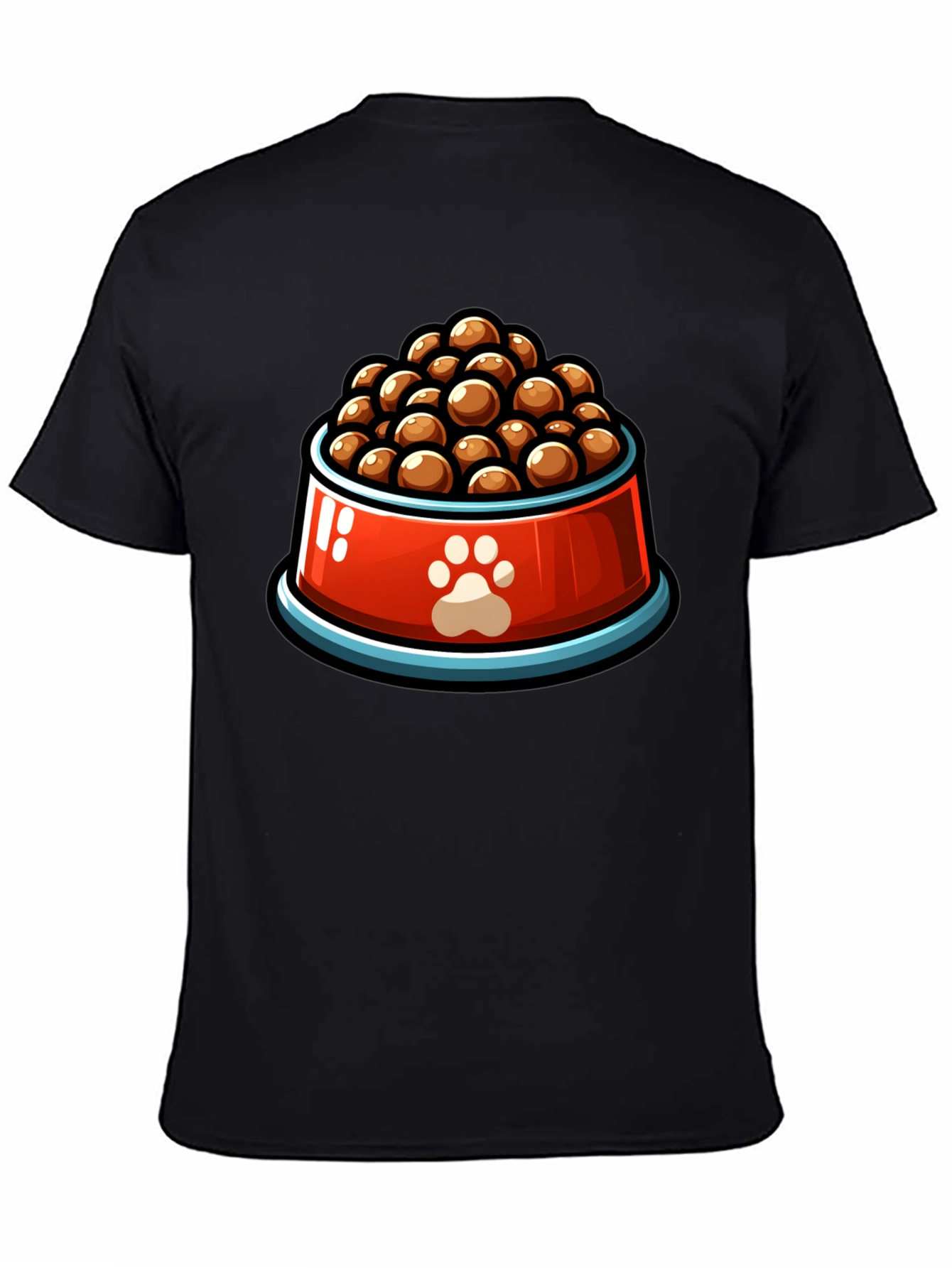 Dog Food Bowl Graphic Tee - Black Cotton T-Shirt