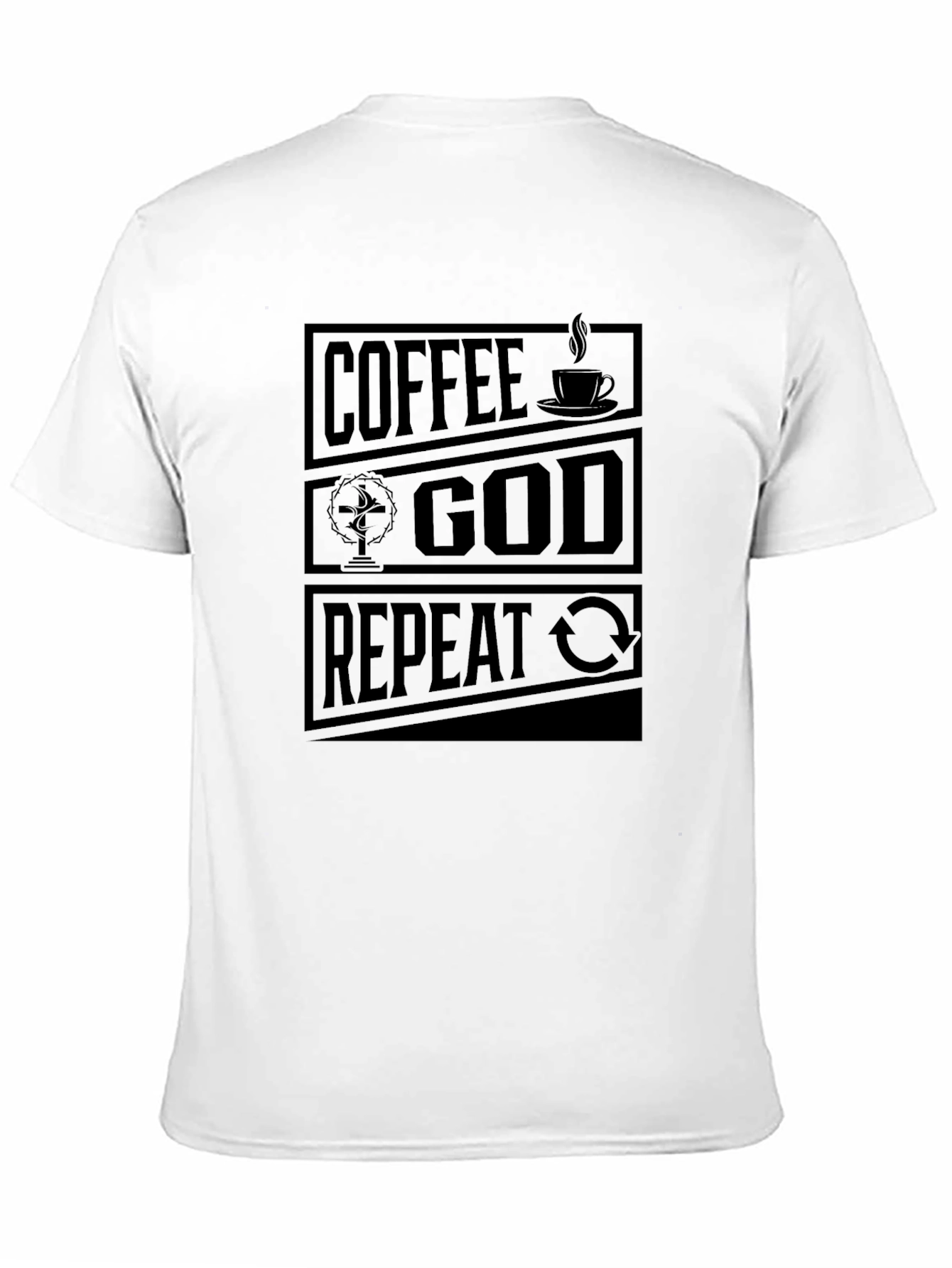 Coffee God Repeat Black Graphic T-Shirt